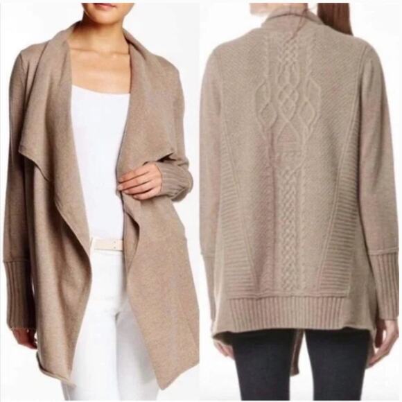 Skull Cashmere Osiris Skull Cardigan Open Front Tan Size M - Picture 1 of 12